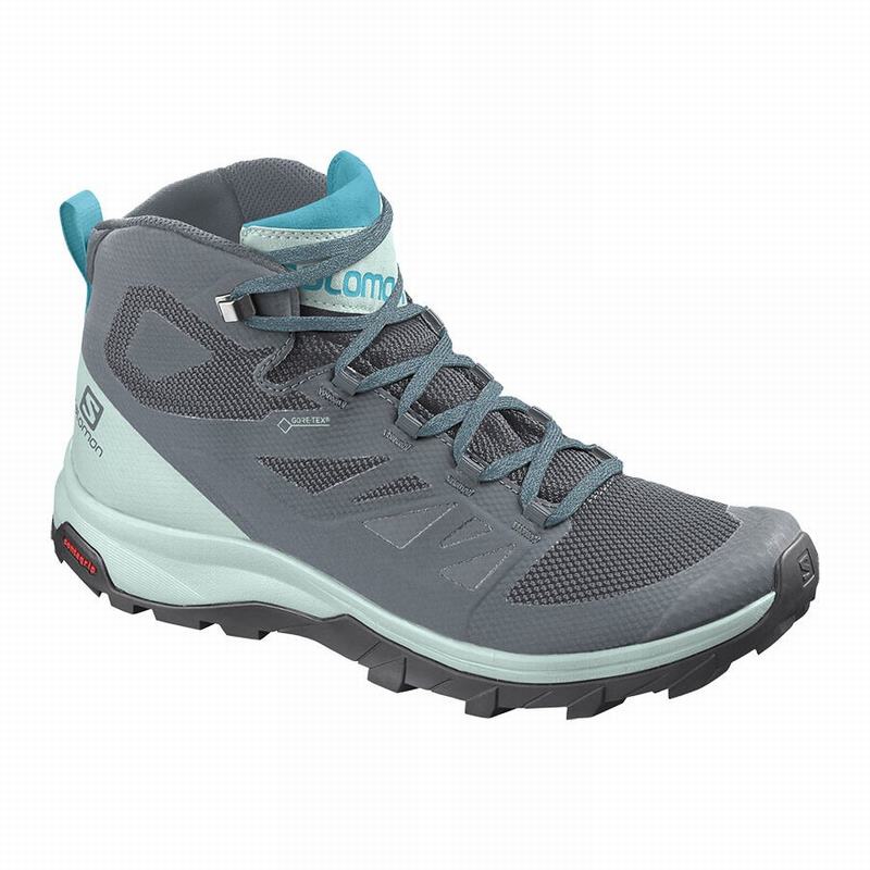 Buty Turystyczne Damskie Salomon OUTLINE MID GORE-TEX - Ciemny Niebieskie / Szare - Polska (863-WYJB